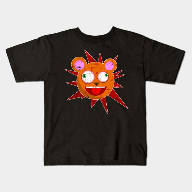 Too Happy Bear Kids T-Shirt by synaptyx